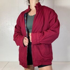 90s Puffy Flannel Lined Red Barn Coat